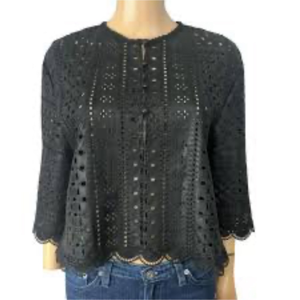 Zara Leather Eyelet Top